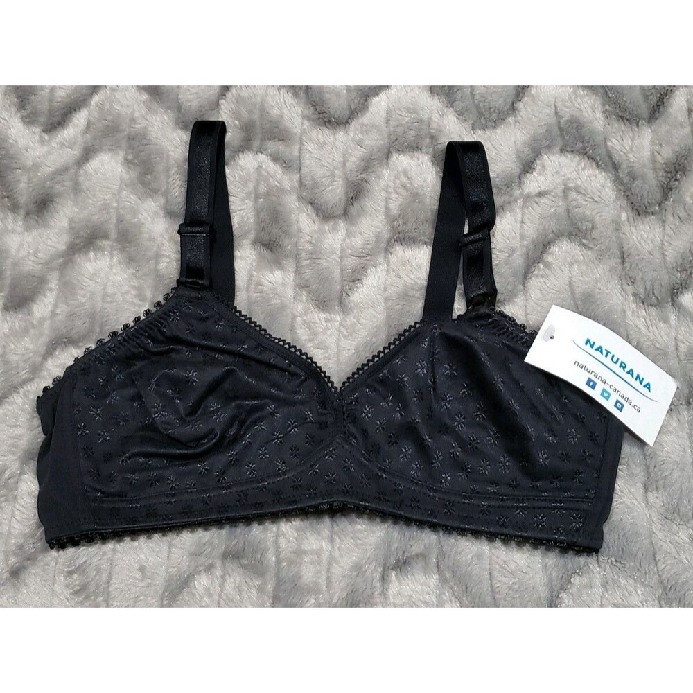 Naturana Canada 36 C Black Wire Free Nursing Bra NWT